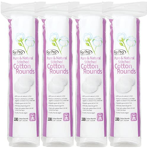 ForPro Professional Collection 100% Natural Hypoallergenic Cotton Pads, Round, 2.15 Diameter, 400-Count