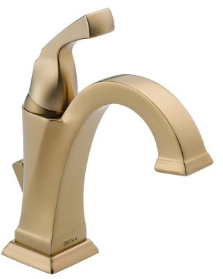 Delta Faucet Dryden Single Hole Bathroom Faucet, Gold Bathroom Faucet, Single Handle, Diamond Seal Technology, Metal Drain Assembly, Champagne Bronze 551-CZ-DST