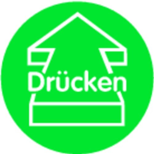 Aufkleber Drücken + Pfeil grün 75mm