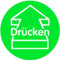 Aufkleber Drücken + Pfeil grün 75mm