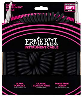 Ernie Ball, Cavo a spirale per strumenti, dritto / dritto, 9,14 m, nero