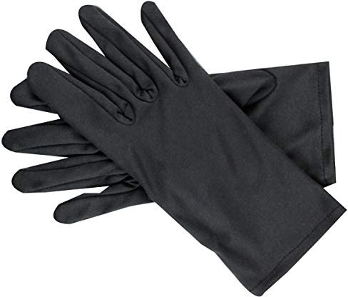 Heli Präsentationshandschuhe aus Mikrofaser, reinweiß, für Uhren/Schmuck/Reinigung, waschbar, Schwarz, 12 Stück