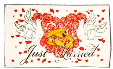 Flaggenfritze Fahne/Flagge Just Married 3 + gratis Sticker