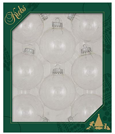Krebs Glas Lauscha Glaskugeln mit Silbersplint 7cm Uni, Hängend, Transparent mit Silberfarbenen Kappen, Hochzeit, Weihnachten