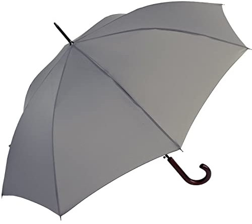 RS-Regenschirm Holzstock groß stabil für Damen und Herren mit Automatik- grau