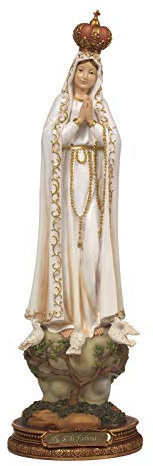 PABEN Heiligenfigur Madonna Fatima 24CM Weiße Statue für Innenbereich