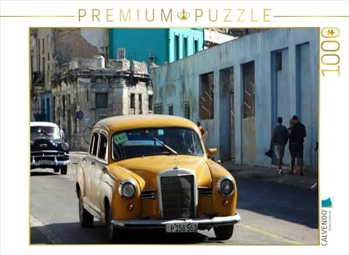 CALVENDO Puzzle Der Oldtimer Mercedes 180 unterwegs in Havanna | 1000 Teile Lege-Größe 64 x 48 cm Foto-Puzzle für glückliche Stunden
