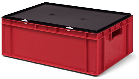 1a-TopStore Euro-Transport-Stapelbox KTK 600/210-0, rot, mit Verschlußdeckel, 600x400x221 mm (LxBxH), aus PP