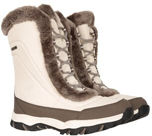 Mountain Warehouse Ohio Womens Snow Boots - Snow Proof Ladies Faux Fur Shoes, Thermal Tested -20 °C, IsoTherm - Winter Skiing, Winter Sports, Walking Beige Womens Shoe Size 5 UK