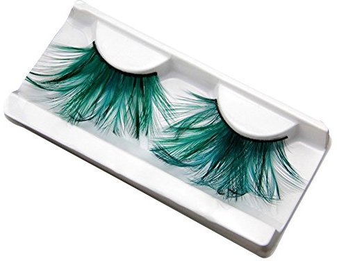 Eleery 1 Paire Faux Cils Naturels Plume Longues Régulières Eye Lashes Fête Luxueux Magnifiques Maquillage Volumineux Soirée Party Club Cocktail Déguisement (Vert)