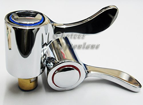 REPLACEMENT HOT & COLD LEVER 1/4 TURN MODERN TAP TOP HEAD COVERS CHROME PLATED