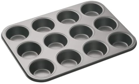 Molde MasterClass, bandeja para magdalenas de 12 agujeros con revestimiento antiadherente, sin PFOA, PTFE ni BPA, bandeja de 35 x 27 cm con 7 agujeros de 2,5 cm, 20 años de garantía, 1 unidad
