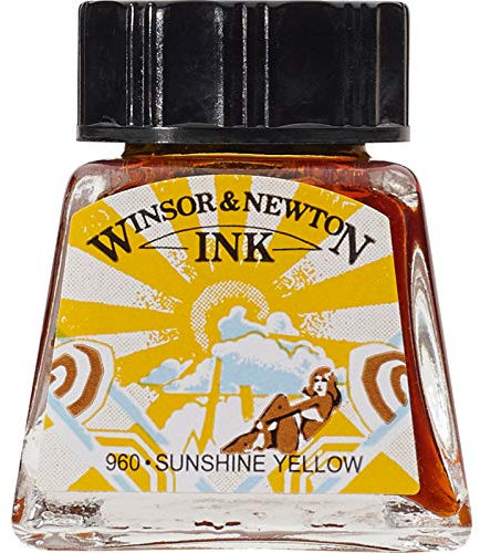 Winsor & Newton 1005633 Drawing Ink Bottle, Sunshine Yellow, 14 ml (Pack of 1)
