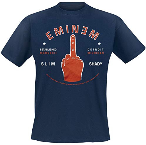 Eminem - Detriot Finger Men's T-Shirt Navy Blue Medium