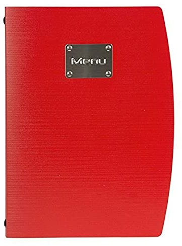 Securit MC-RCA4-RD Speisekarten-Mappe Rio Menu, DIN A4, rot | Flexible wasserfeste Hülle - Erweiterbar bis 40 Seiten - Elastisches Bandsystem