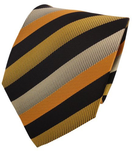 Schicke Krawatte gold gelb orange schwarz gestreift - Tie Binder
