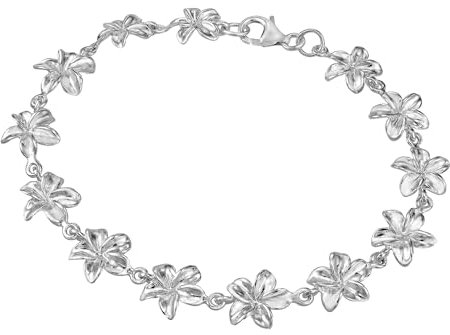 AeraVida Charming Hawaiian Plumeria Link 925 Sterling Silber Armband