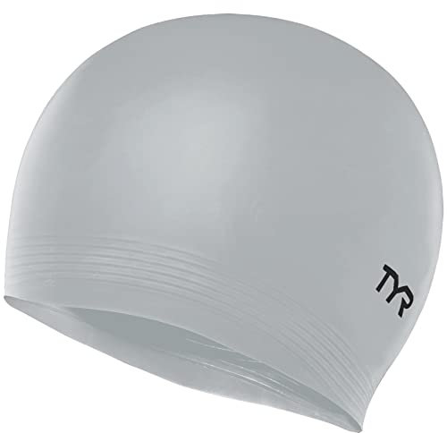 TYR Unisex-Adult Latex Swim Cap (Silver), One Size