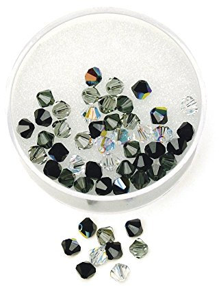 Swarovski-Kristall-Schliffperlen-Mix, Ø 6mm schwarz/weiß