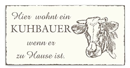 TÜRSCHILD Dekoschild « KUHBAUER » Vintage Holzschild Schild Kuh Bauernhof Bauer Hirte