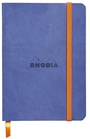 RHODIA 117308C - Saphir Soft Notebook - A6 - Lined - 144 pages - Ivory Clairefontaine Paper 90 g/m - Bookmark, Elastic Closure - Faux Leather Cover - Rhodiarama Collection