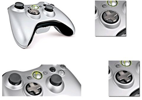 Manette sans fil avec bouton multidirectionnel transformable + Kit de Chargement rapide argent pour Xbox 360
