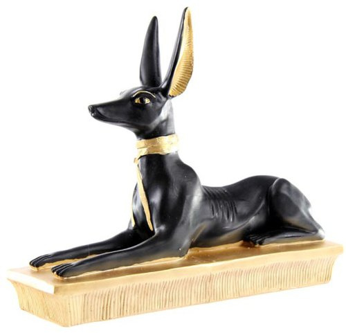 Decorative Gold and Black Egyptian Anubis Jackal Figurine