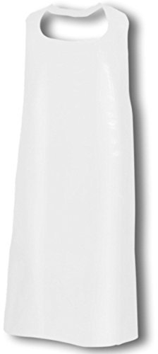 Eurosell 50 STÜCK Einweg Schürzen Einwegschürzen weiß Schürze Einmalschürzen Metzgerei Schürzen Metzger 130 x 76 Metzgerschürze Plastik abwaschbar PVC