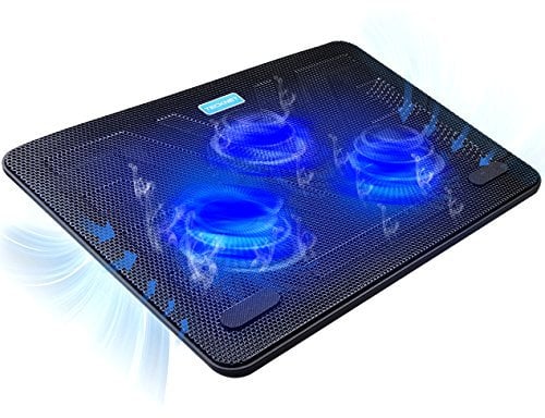 TECKNET Ventola di raffreddamento per computer portatile con dispositivo di raffreddamento a 3 ventole con LED e 2 porte USB 12-17per laptop