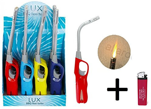 12 x Feuerzeug Gas XXL 27 cm Sturmfeuerzeug LUX Stabfeuerzeug lang nachfüllbar + gratis 1 x Feuerzeug allaroundprofi24 (12 Stück)