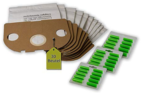 eVendix Filterset kompatibel mit Vorwerk Tiger, Kobold VT 250, 251, 252: 30 Staubsaugerbeutel ähnlich FP250, FP 251 + 30 Duftstäbchen