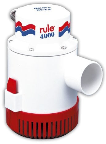 Rule 56D 4000 GPH Marine Bilge Pump, Non-Automatic, 12 Volt, White/Red