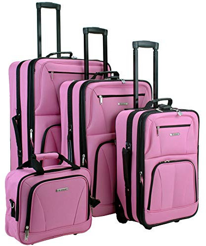 Lot de 4 Bagages à roulettes Rockland, Rose (Rose) - F32-PINK