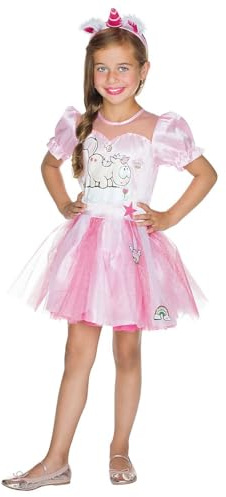 Original NICI Einhorn Theodor Glitzerkostüm für Kinder – Funkelndes Prinzessinnen-Kleid mit Tüllrock & Horn-Haarreif – Mädchentraum in Rosa für Karneval, Fasching & Geburtstagsparty - Größe: 128