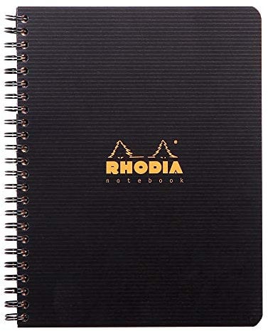 Rhodia 119910C Notizbuch (mit Doppelspiralbindung, DIN A5, 14,8 x 21 cm, kariert, 90 g, 80 Blatt) 1 Stück schwarz