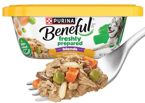 Purina Beneful Freshly Prepared Blends Wet Dog Food With Chicken, Carrots, Peas and Wild Rice - (Pack of 8) 10 oz. Tubs