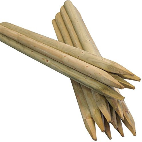 Suregreen Round Fence Posts | 1.65m (5.4ft) x 60mm | 10 Pack | Green Treated Stakes