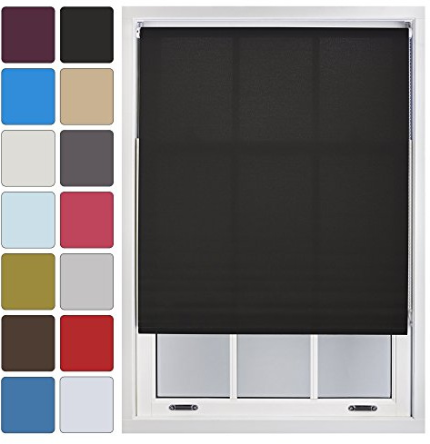 FURNISHED Blinds Window Custom Made to Measure Daylight Roller Blinds - Sheer Non-blackout Blind Opaque Fabric Shades Easy Fit Window Blinds, Black up to 240W x 165H cm