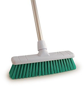 12 Soft Colour Coded Food Hygiene Brush Sweeping Broom and Aluminium Handle GREEN