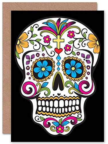 Wee Blue Coo Sugar Skull Day Of The Dead Greetings or Birthday Card