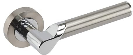 Access Titan Twin Finish Door Handle Lever On Rose - Polished Chrome/Satin Chrome