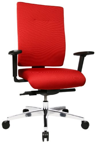 Topstar Sitness 70 komfort Bürostuhl, Schreibtischstuhl, Sitzneige- und Sitztiefenverstellung (inkl. höhenverstellbare Armlehnen) Stoffbezug rot | Made in Germany | Ergonomisch | Drehstuhl, Schreibtischstuhl | höhenverstellbar | Geprüfte Sicherheit nach GS-Intertek