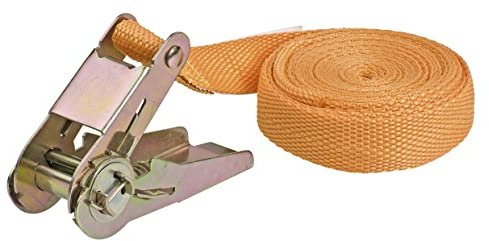 kwb Zurrgurt 4,5 m x 25 mm, aus strapazierfähigem Polypropylen, mit Prüfschild und verzinkter Metallratsche, ohne Haken, TÜV/GS geprüft