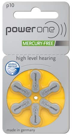 Pack of 6 Battery Powerone Typ P 10 Hearing Aid Batteries