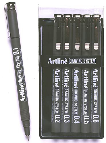 Artline 230 Drawing System Pens - Black - Wallet of 6
