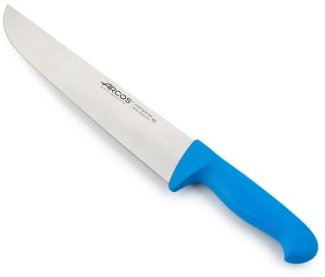 Arcos Cuchillo Carnicero 10 pulgadas con Hoja Acero Inoxidable Nitrum 250 mm, Cuchillo cocina profesional cortar carne, pescado y verduras, Mango ergonómico polioximetileno, Serie 2900, Color azul