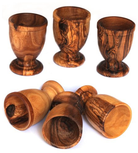 EIERBECHER-SET AUS OLIVENHOLZ von Mastro Leonardo (6 Stück) - Handarbeit aus Italien