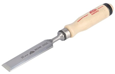 STUBAI Spezial Stemmeisen | schwedische Form | Klingenbreite 26 mm | Weißbuchen-Holzheft, polierte Fase | DIN 3139 | präzises Stechbeitel/Beitel für Holz | Profi-Qualität für Schreiner & Tischler