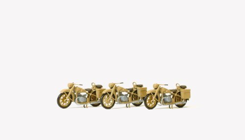 Preiser 1/87 PR16572 Modelleisenbahn, 3 Motorräder, BMWR12, deutsche Armee, 39-45