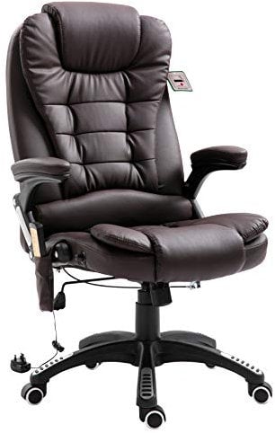 Cherry Tree Furniture Executive Recline Extra Padded Office Chair (Massage, Brown PU)